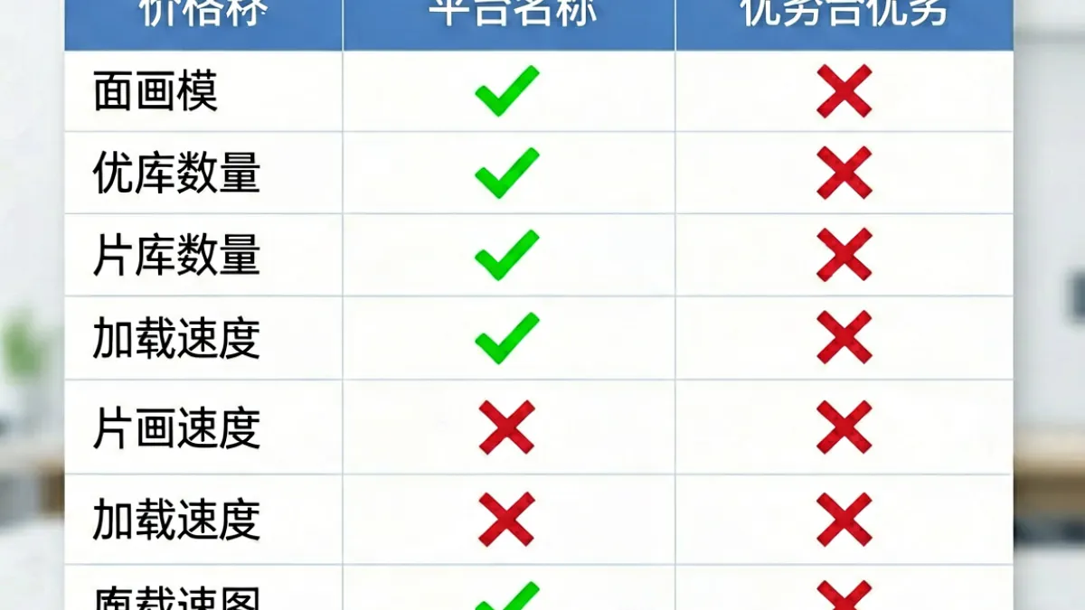羞羞影院平台对比分析页面截图，展示两个成人内容平台在画质与价格维度的详细对比表格